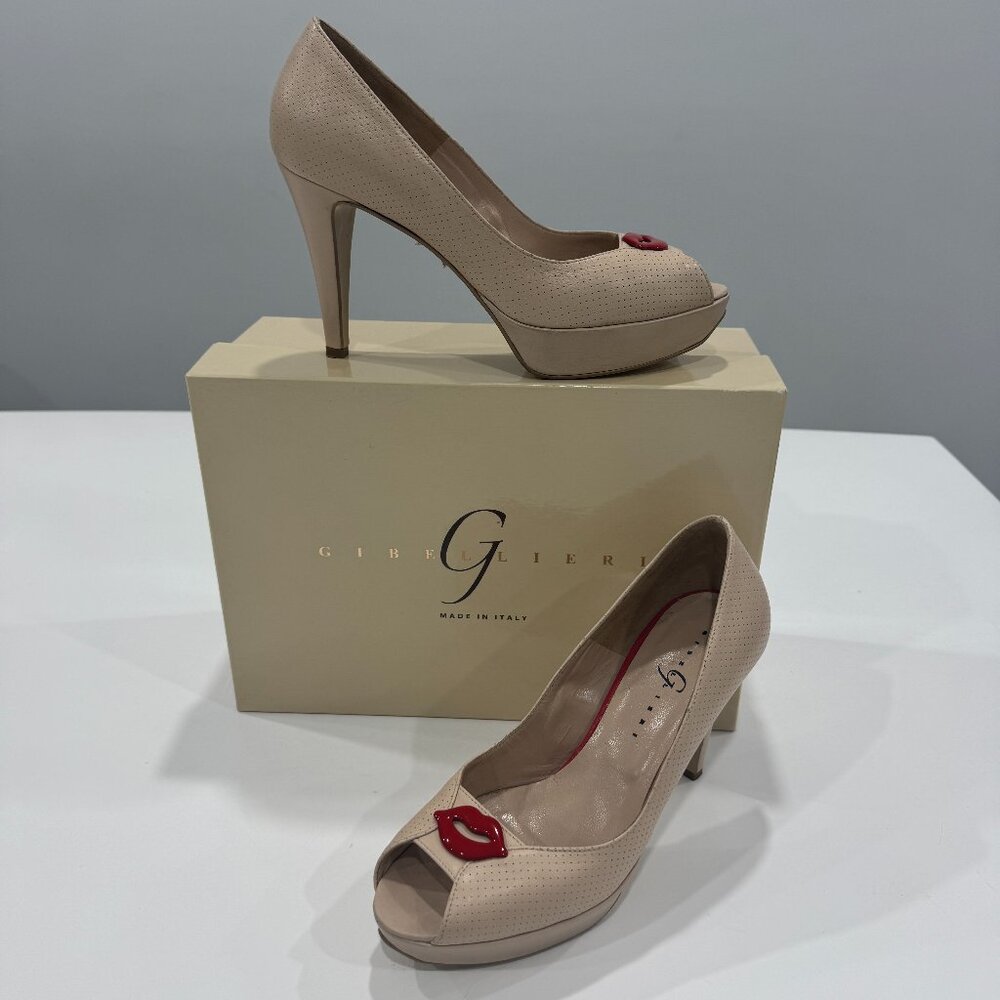 Italian Gibellieri Beige High Heels Shoes Italy, Size 38